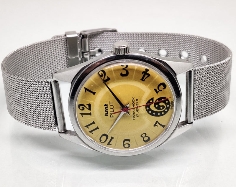 Hmt Pilot Mechanical Handwinding Movement stainless Steel Para Shock 17 Jewels Analog Dial Wrist Watch For Men