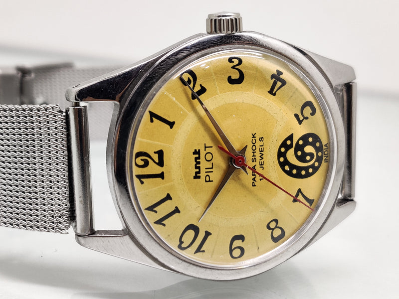 Hmt Pilot Mechanical Handwinding Movement stainless Steel Para Shock 17 Jewels Analog Dial Wrist Watch For Men