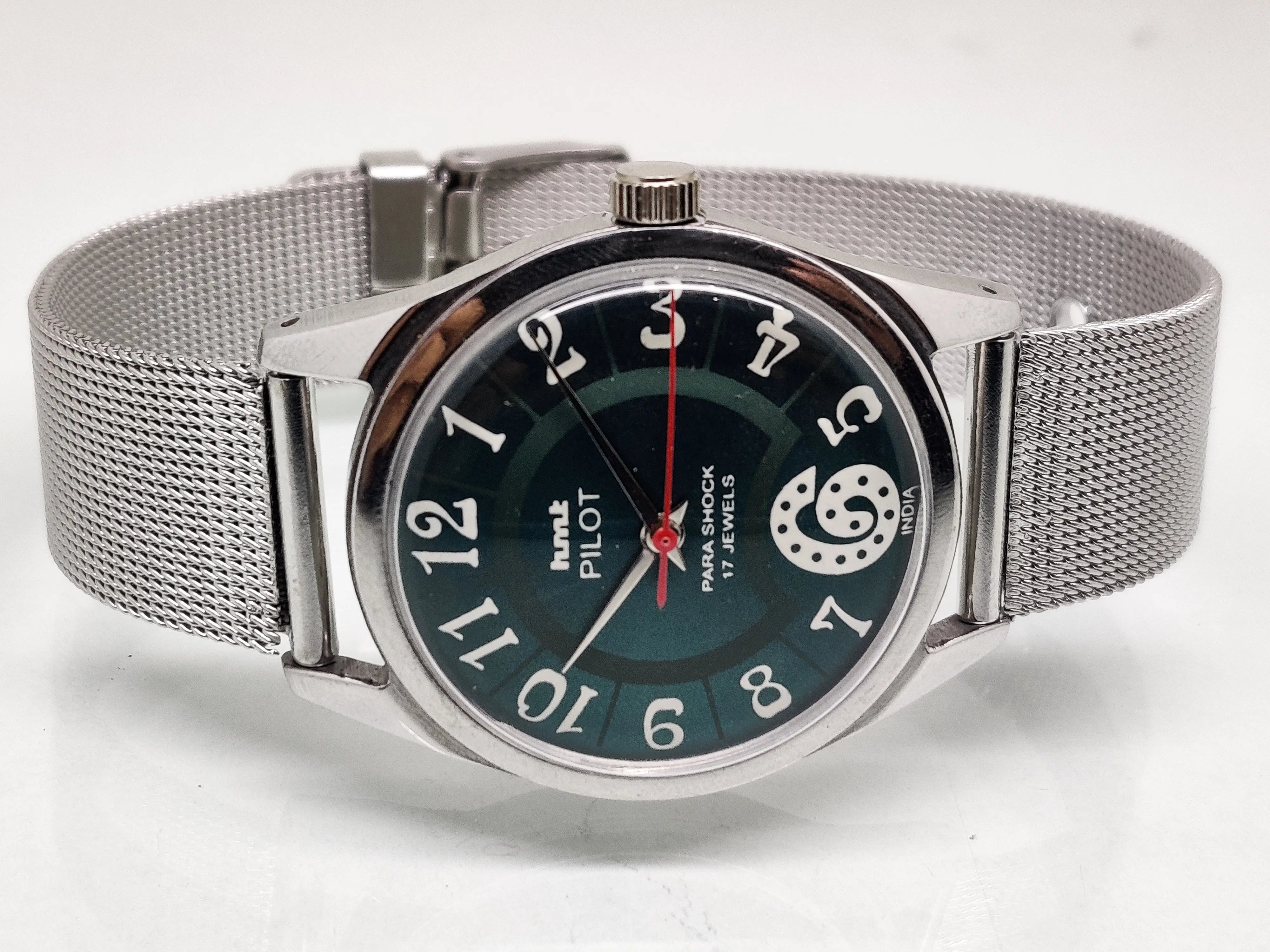 Hmt Pilot Mechanical Handwinding Movement stainless Steel Para Shock 17 Jewels Analog Dial Wrist Watch For Men National Watches