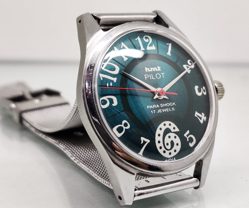Hmt Pilot Mechanical Handwinding Movement stainless Steel Para Shock 17 Jewels Analog Dial Wrist Watch For Men