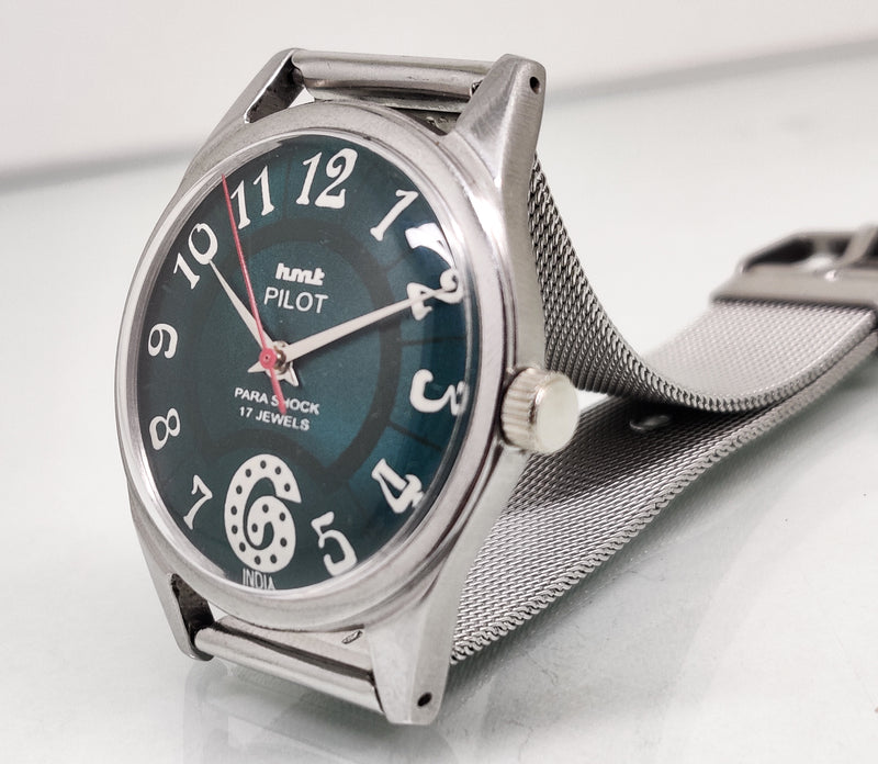 Hmt Pilot Mechanical Handwinding Movement stainless Steel Para Shock 17 Jewels Analog Dial Wrist Watch For Men
