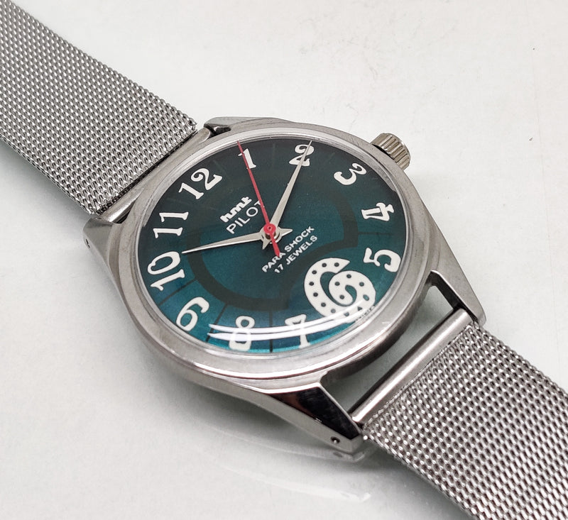 Hmt Pilot Mechanical Handwinding Movement stainless Steel Para Shock 17 Jewels Analog Dial Wrist Watch For Men