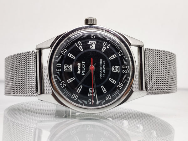 Hmt Pilot Mechanical Handwinding Movement stainless Steel Para Shock 17 Jewels Analog Dial Wrist Watch For Men