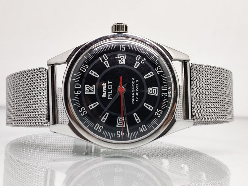 Hmt Pilot Mechanical Handwinding Movement stainless Steel Para Shock 17 Jewels Analog Dial Wrist Watch For Men