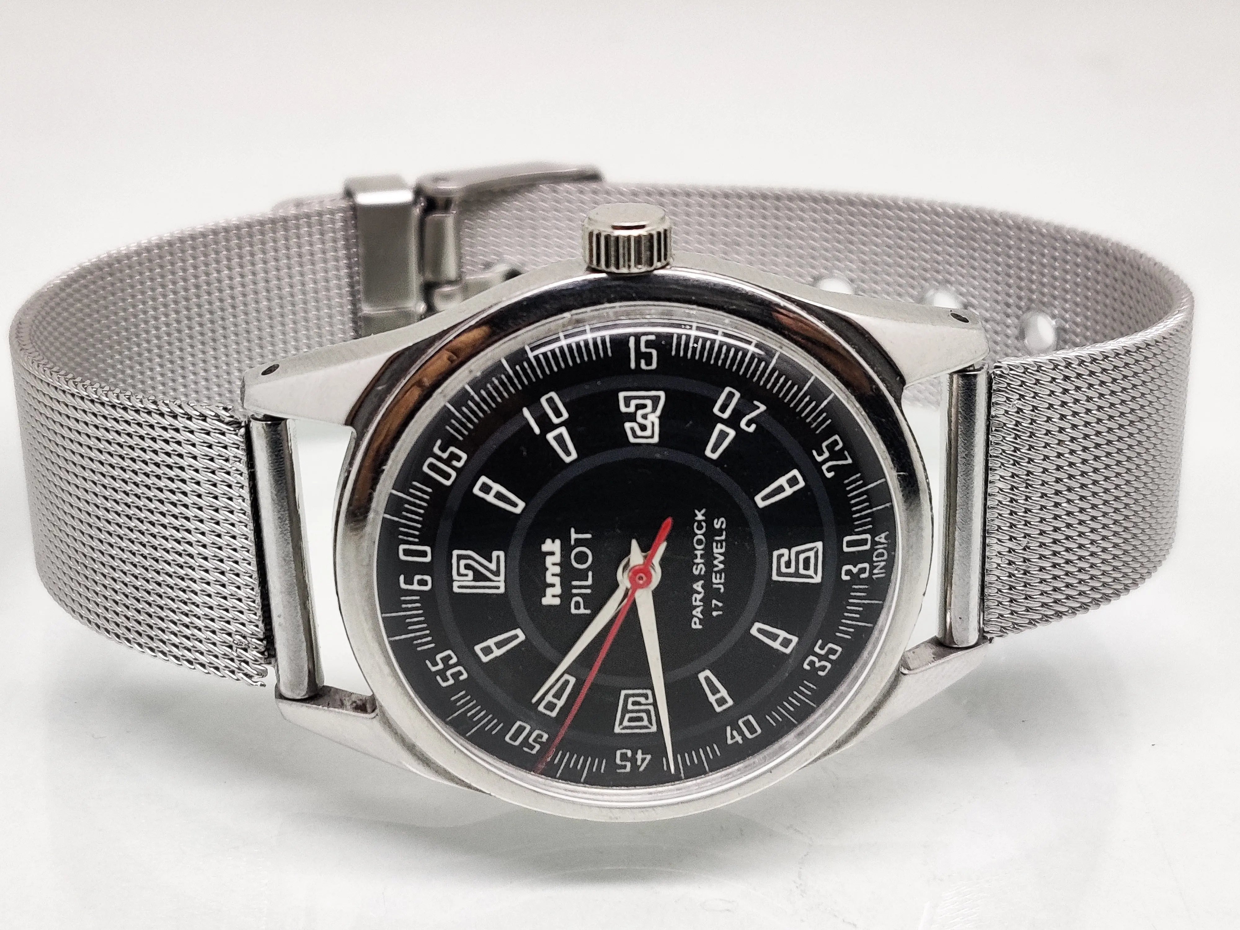 Hmt Pilot Mechanical Handwinding Movement stainless Steel Para Shock 17 Jewels Analog Dial Wrist Watch For Men National Watches