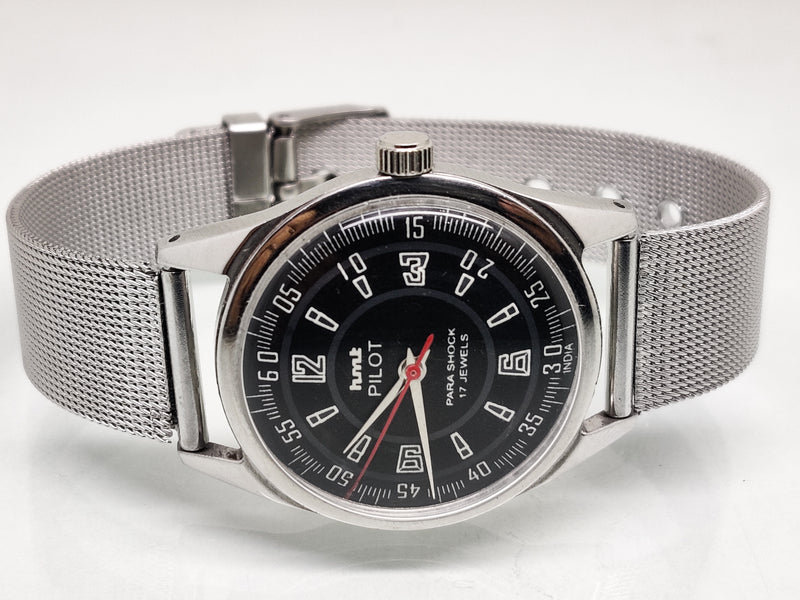 Hmt Pilot Mechanical Handwinding Movement stainless Steel Para Shock 17 Jewels Analog Dial Wrist Watch For Men