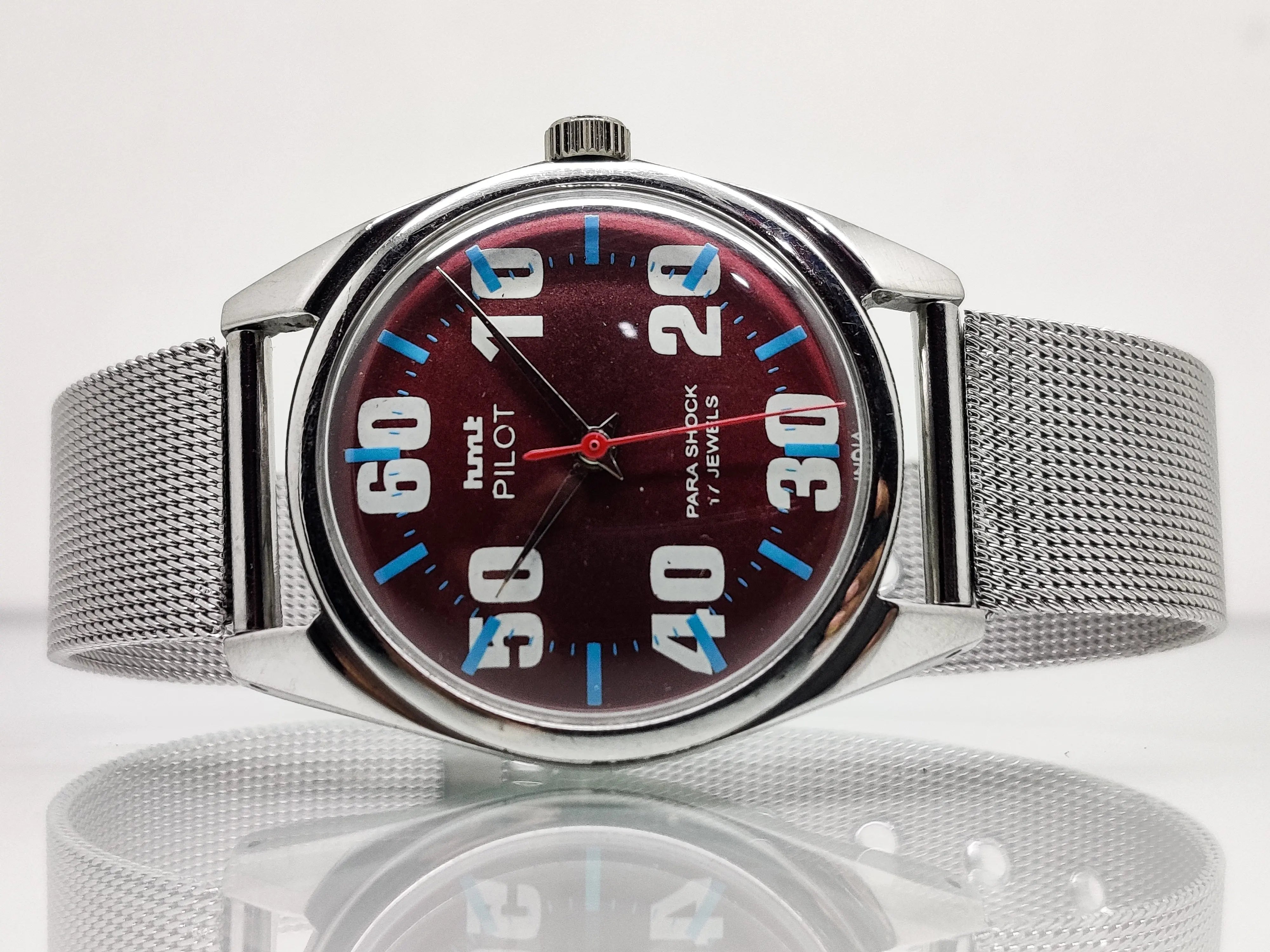 Hmt Pilot Mechanical Handwinding Movement stainless Steel Para Shock 17 Jewels Analog Dial Wrist Watch For Men National Watches