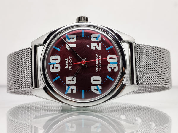Hmt Pilot Mechanical Handwinding Movement stainless Steel Para Shock 17 Jewels Analog Dial Wrist Watch For Men