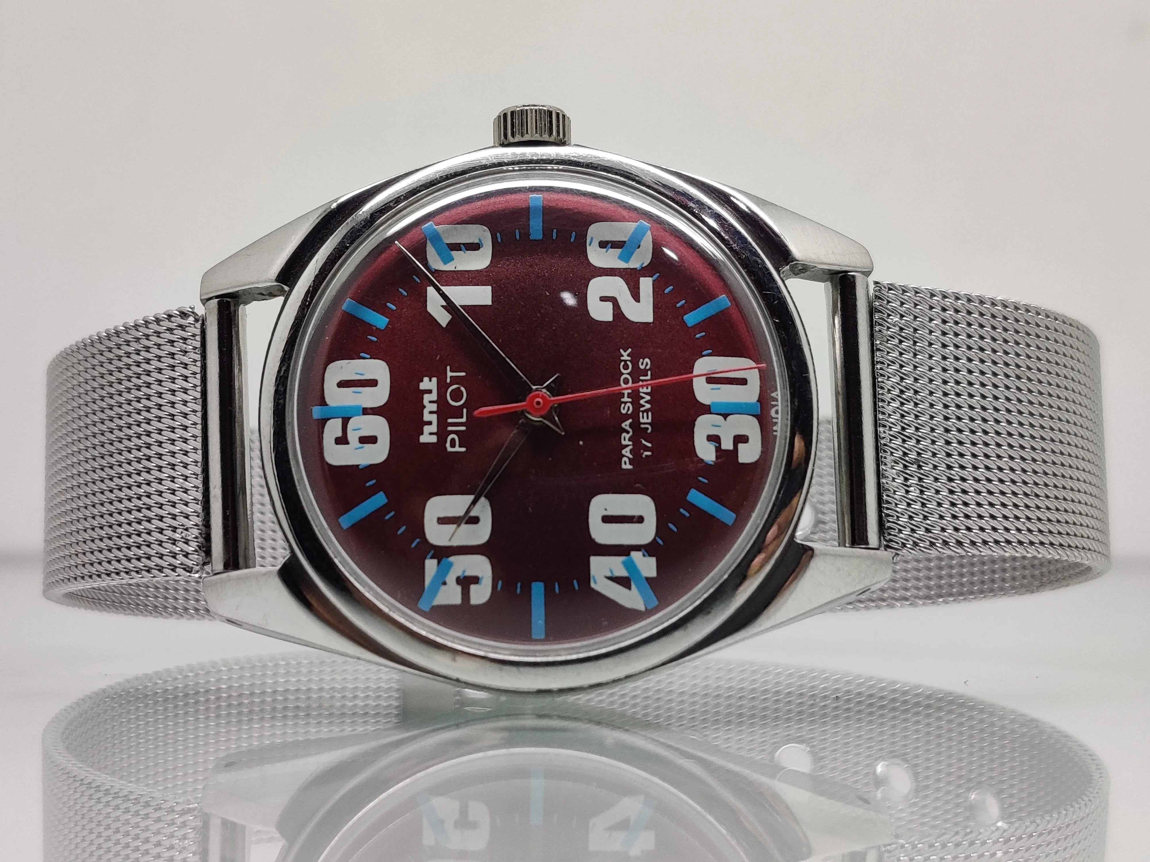 Hmt Pilot Mechanical Handwinding Movement stainless Steel Para Shock 17 Jewels Analog Dial Wrist Watch For Men National Watches