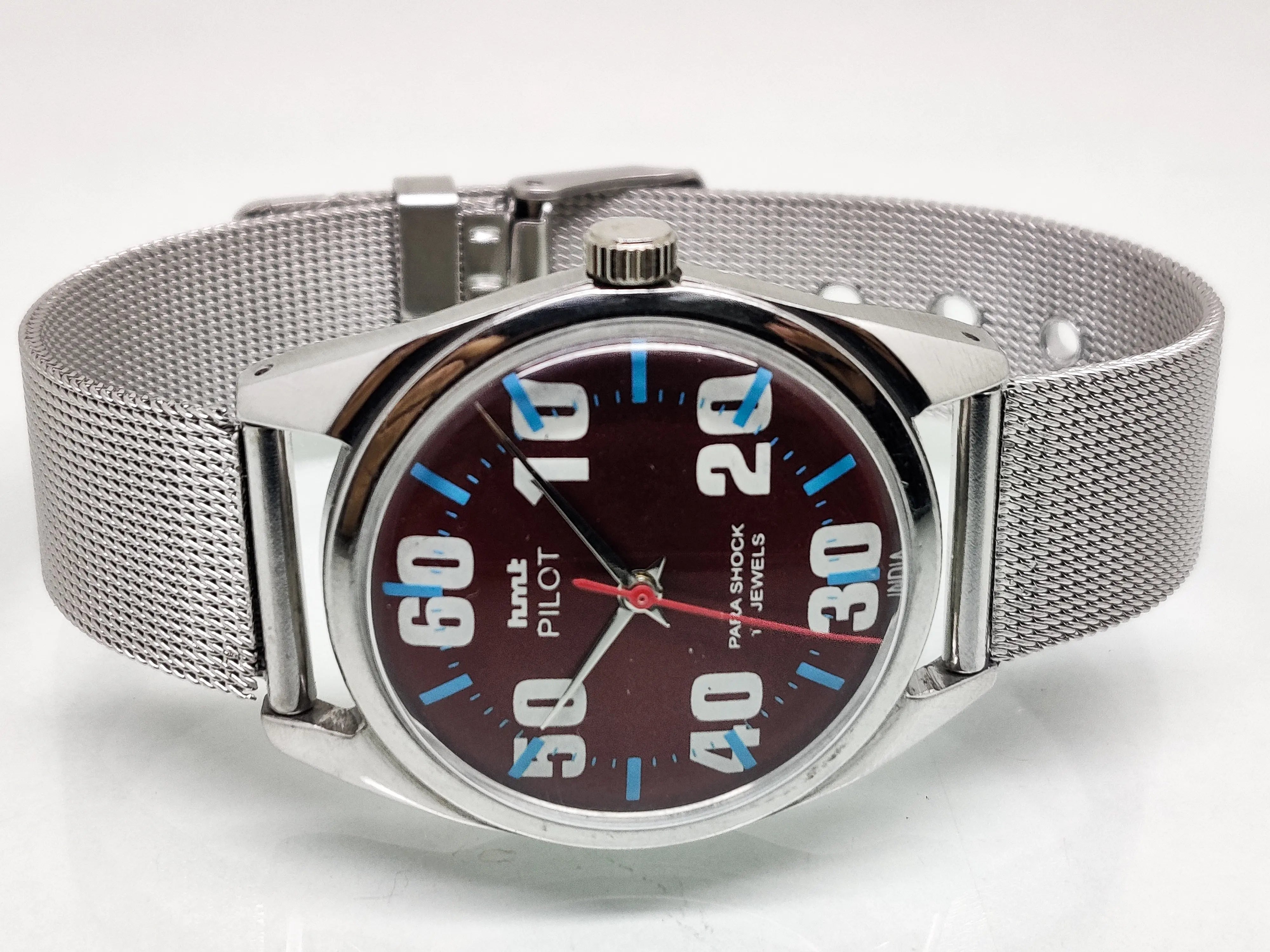 Hmt Pilot Mechanical Handwinding Movement stainless Steel Para Shock 17 Jewels Analog Dial Wrist Watch For Men National Watches