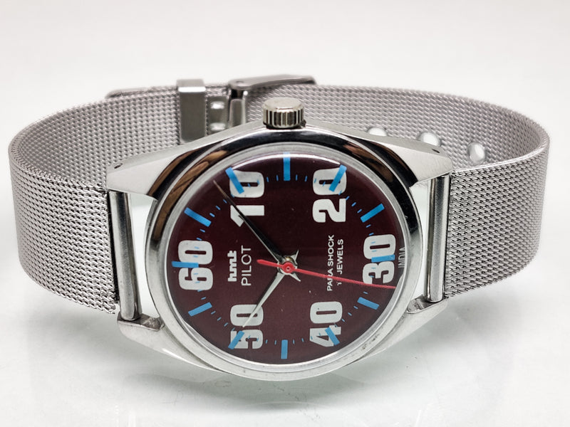 Hmt Pilot Mechanical Handwinding Movement stainless Steel Para Shock 17 Jewels Analog Dial Wrist Watch For Men