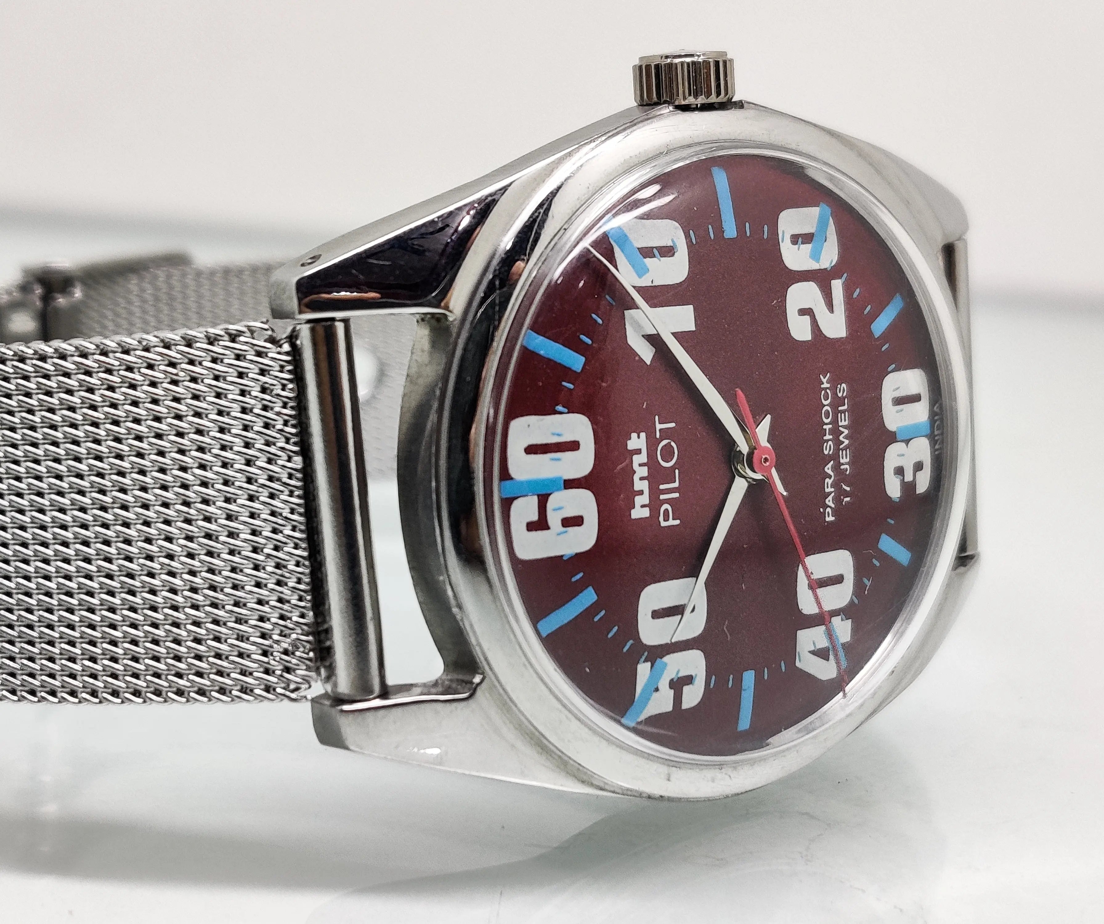 Hmt Pilot Mechanical Handwinding Movement stainless Steel Para Shock 17 Jewels Analog Dial Wrist Watch For Men National Watches
