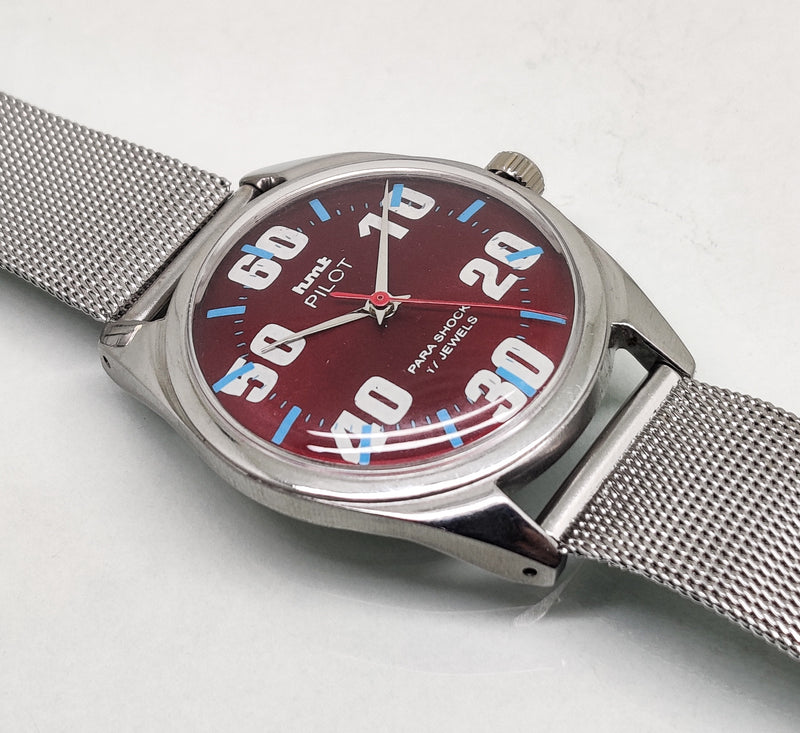 Hmt Pilot Mechanical Handwinding Movement stainless Steel Para Shock 17 Jewels Analog Dial Wrist Watch For Men