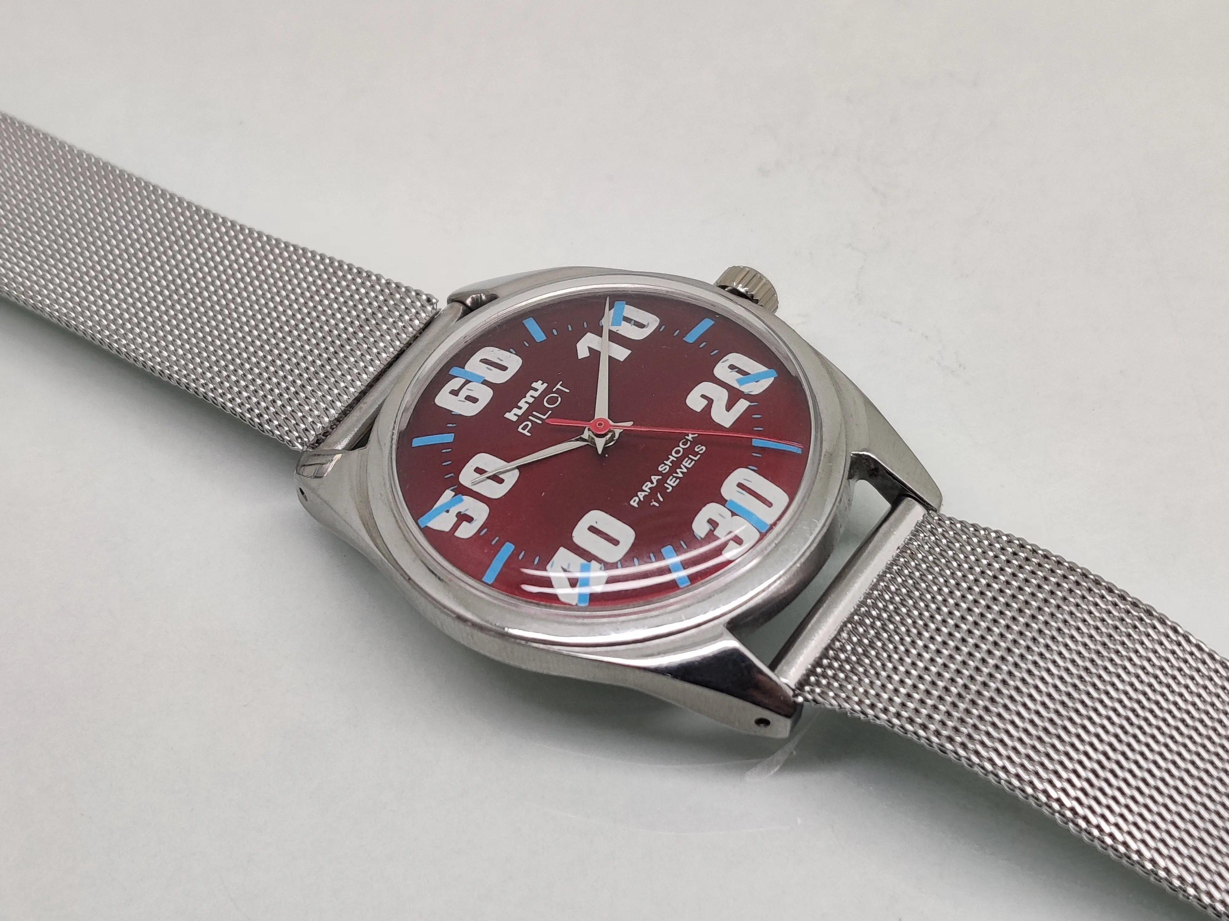 Hmt Pilot Mechanical Handwinding Movement stainless Steel Para Shock 17 Jewels Analog Dial Wrist Watch For Men National Watches