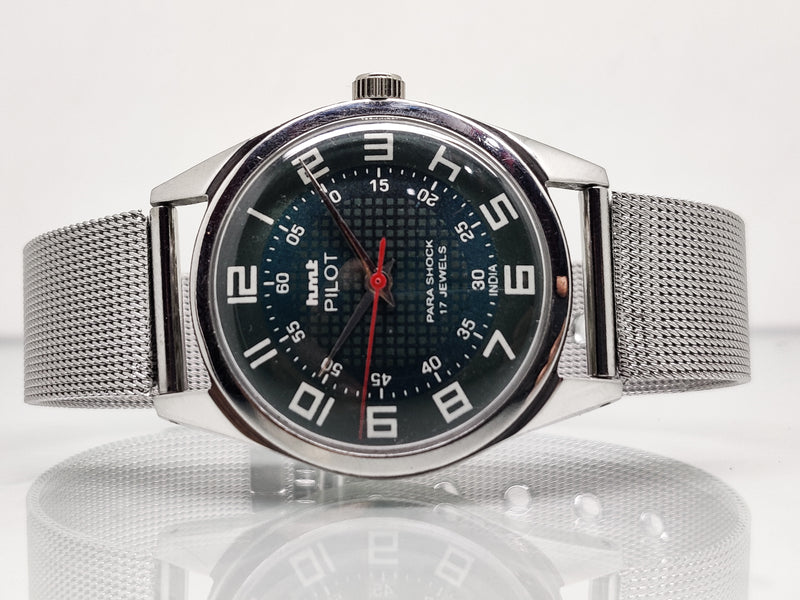 Hmt Pilot Mechanical Handwinding Movement stainless Steel Para Shock 17 Jewels Analog Dial Wrist Watch For Men