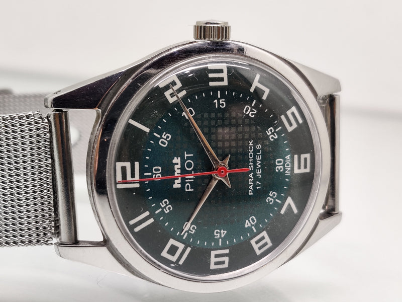 Hmt Pilot Mechanical Handwinding Movement stainless Steel Para Shock 17 Jewels Analog Dial Wrist Watch For Men