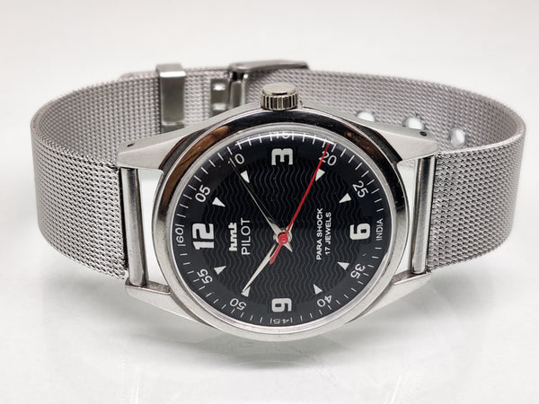 Hmt Pilot Mechanical Handwinding Movement stainless Steel Para Shock 17 Jewels Analog Dial Wrist Watch For Men