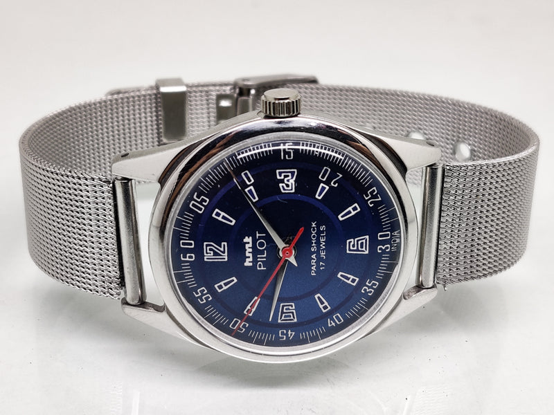 Hmt Pilot Mechanical Handwinding Movement stainless Steel Para Shock 17 Jewels Analog Dial Wrist Watch For Men