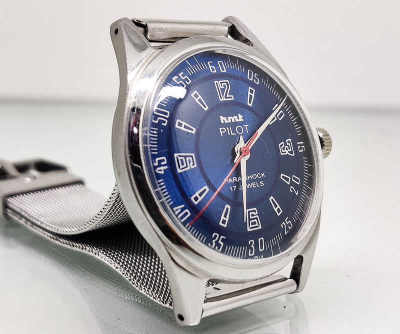 Hmt Pilot Mechanical Handwinding Movement stainless Steel Para Shock 17 Jewels Analog Dial Wrist Watch For Men