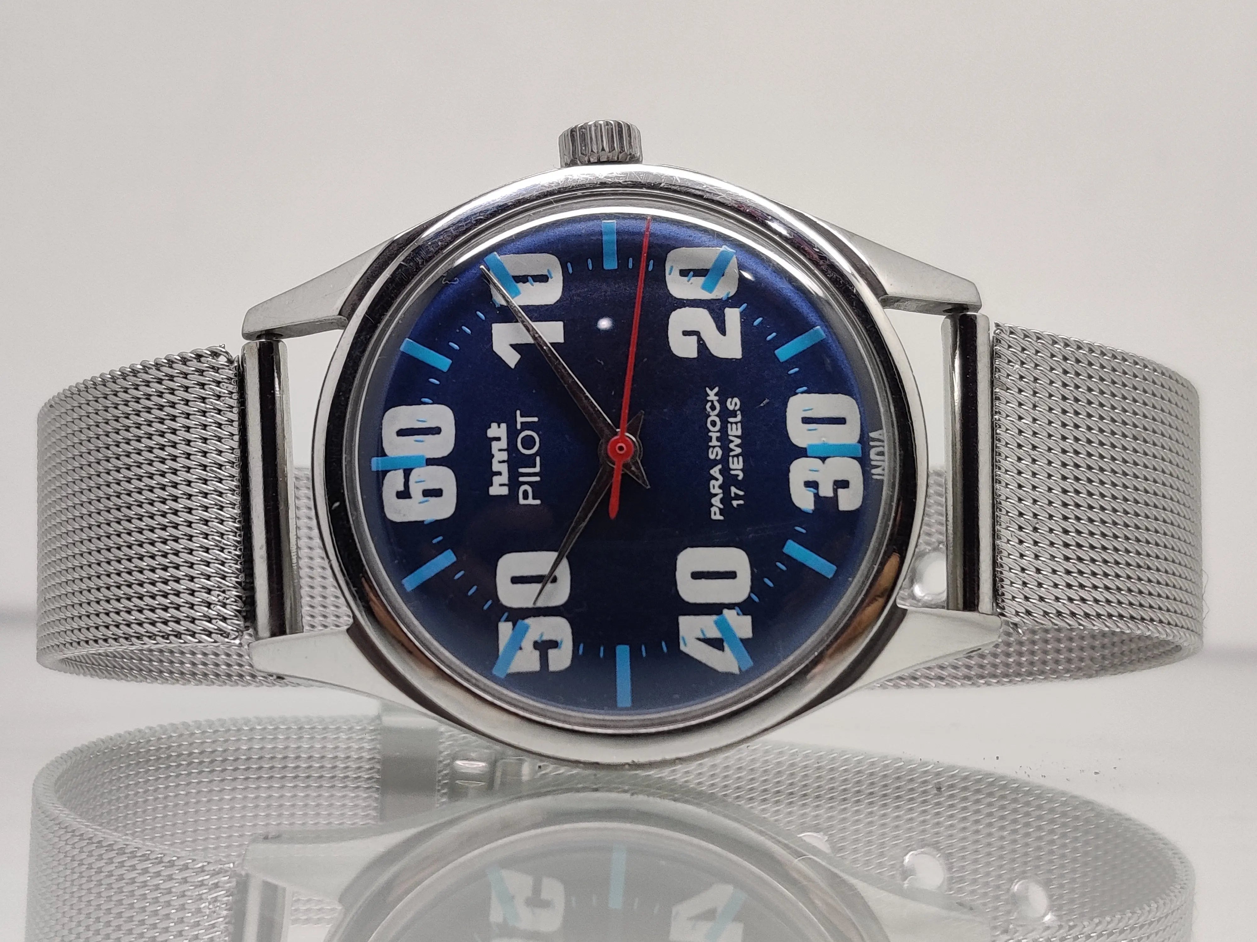 Hmt Pilot Mechanical Handwinding Movement stainless Steel Para Shock 17 Jewels Analog Dial Wrist Watch For Men National Watches