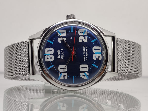Hmt Pilot Mechanical Handwinding Movement stainless Steel Para Shock 17 Jewels Analog Dial Wrist Watch For Men