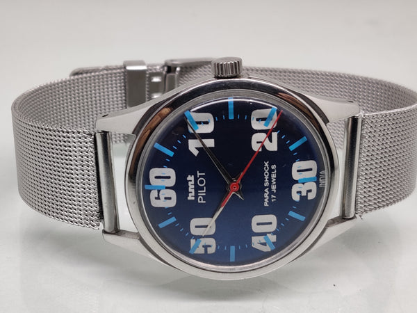 Hmt Pilot Mechanical Handwinding Movement stainless Steel Para Shock 17 Jewels Analog Dial Wrist Watch For Men