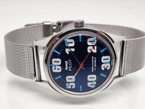 Hmt Pilot Mechanical Handwinding Movement stainless Steel Para Shock 17 Jewels Analog Dial Wrist Watch For Men