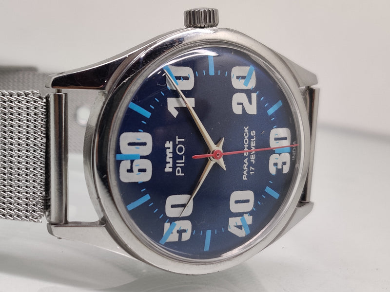 Hmt Pilot Mechanical Handwinding Movement stainless Steel Para Shock 17 Jewels Analog Dial Wrist Watch For Men
