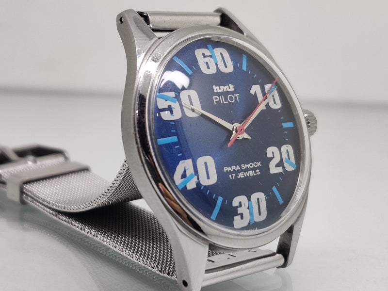 Hmt Pilot Mechanical Handwinding Movement stainless Steel Para Shock 17 Jewels Analog Dial Wrist Watch For Men