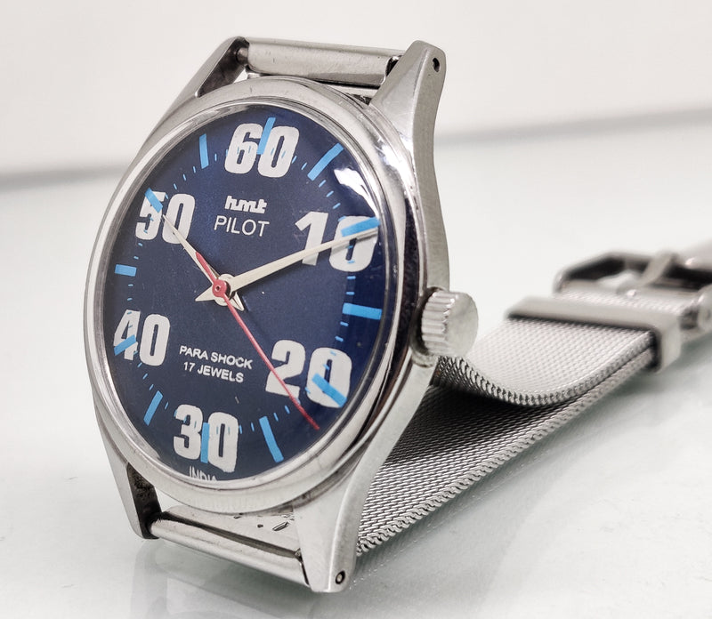 Hmt Pilot Mechanical Handwinding Movement stainless Steel Para Shock 17 Jewels Analog Dial Wrist Watch For Men