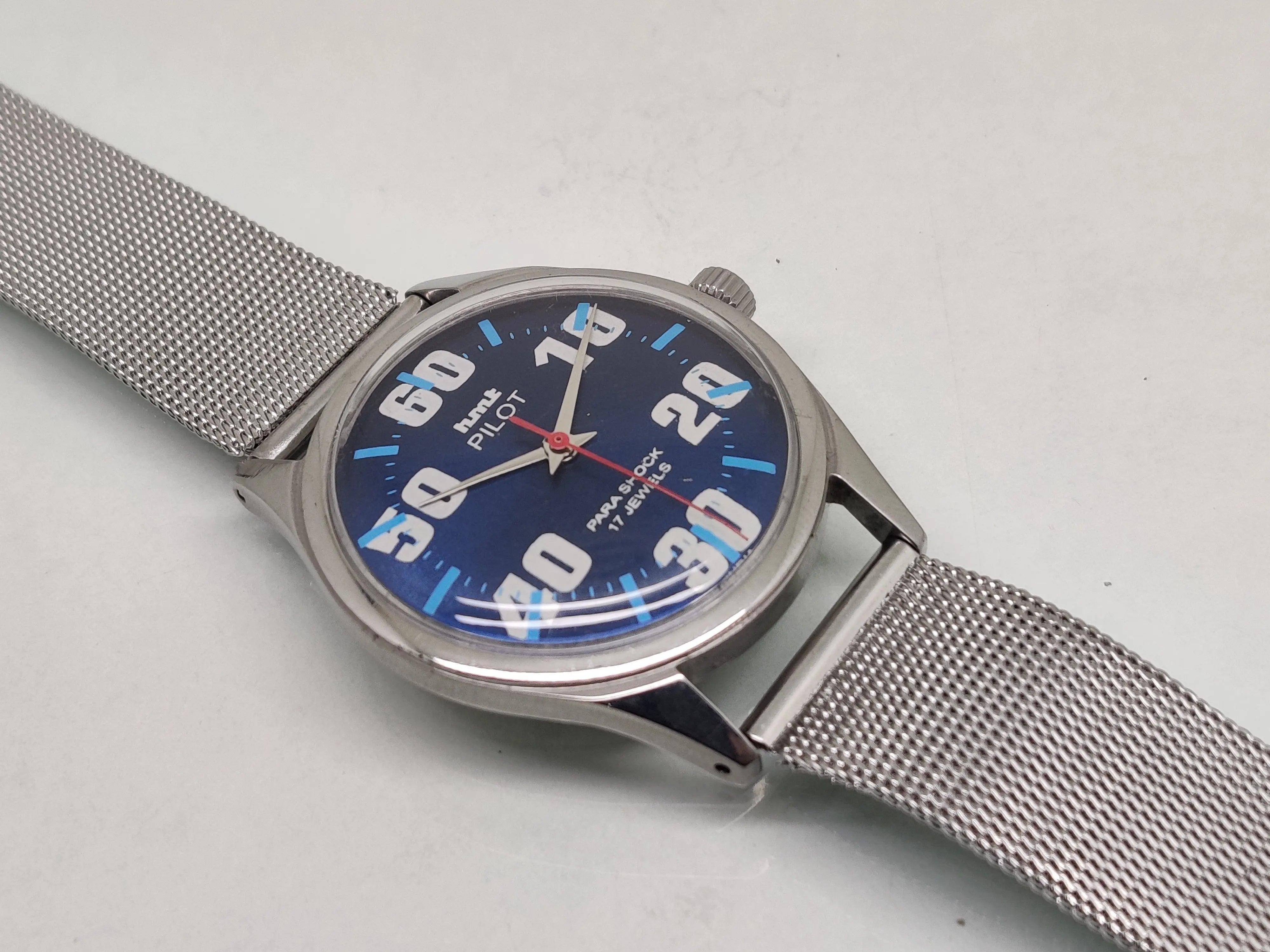 Hmt Pilot Mechanical Handwinding Movement stainless Steel Para Shock 17 Jewels Analog Dial Wrist Watch For Men National Watches