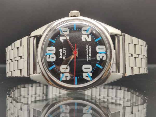 Hmt Pilot Mechanical Handwinding Movement stainless Steel Para Shock 17 Jewels Analog Dial Wrist Watch For Men