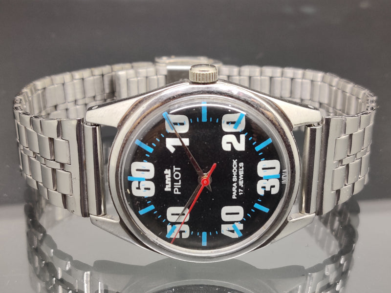 Hmt Pilot Mechanical Handwinding Movement stainless Steel Para Shock 17 Jewels Analog Dial Wrist Watch For Men