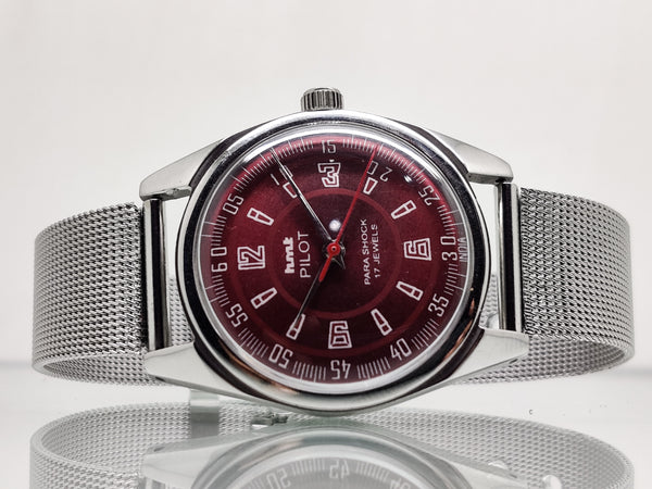 Hmt Pilot Mechanical Handwinding Movement stainless Steel Para Shock 17 Jewels Analog Dial Wrist Watch For Men