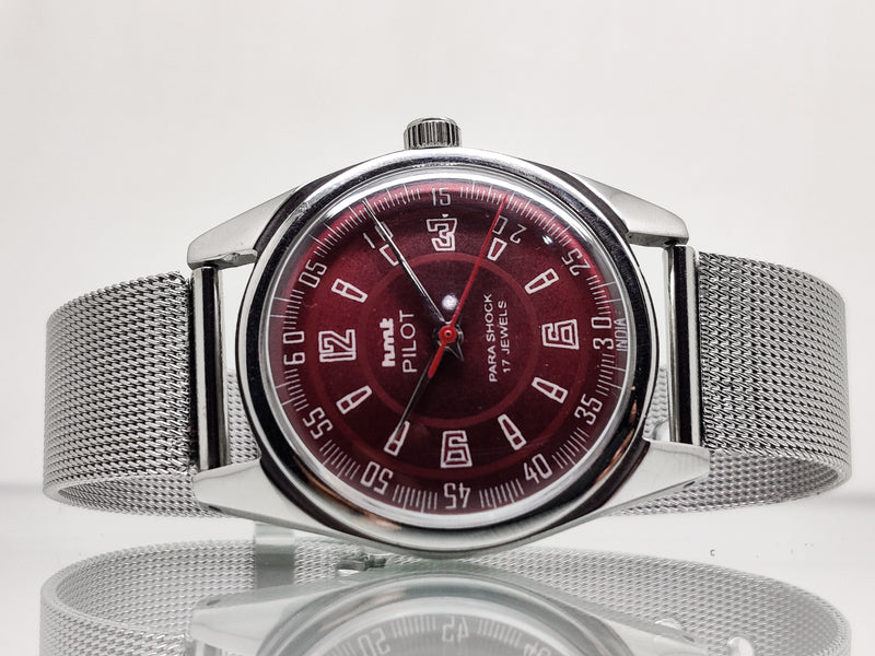 Hmt Pilot Mechanical Handwinding Movement stainless Steel Para Shock 17 Jewels Analog Dial Wrist Watch For Men