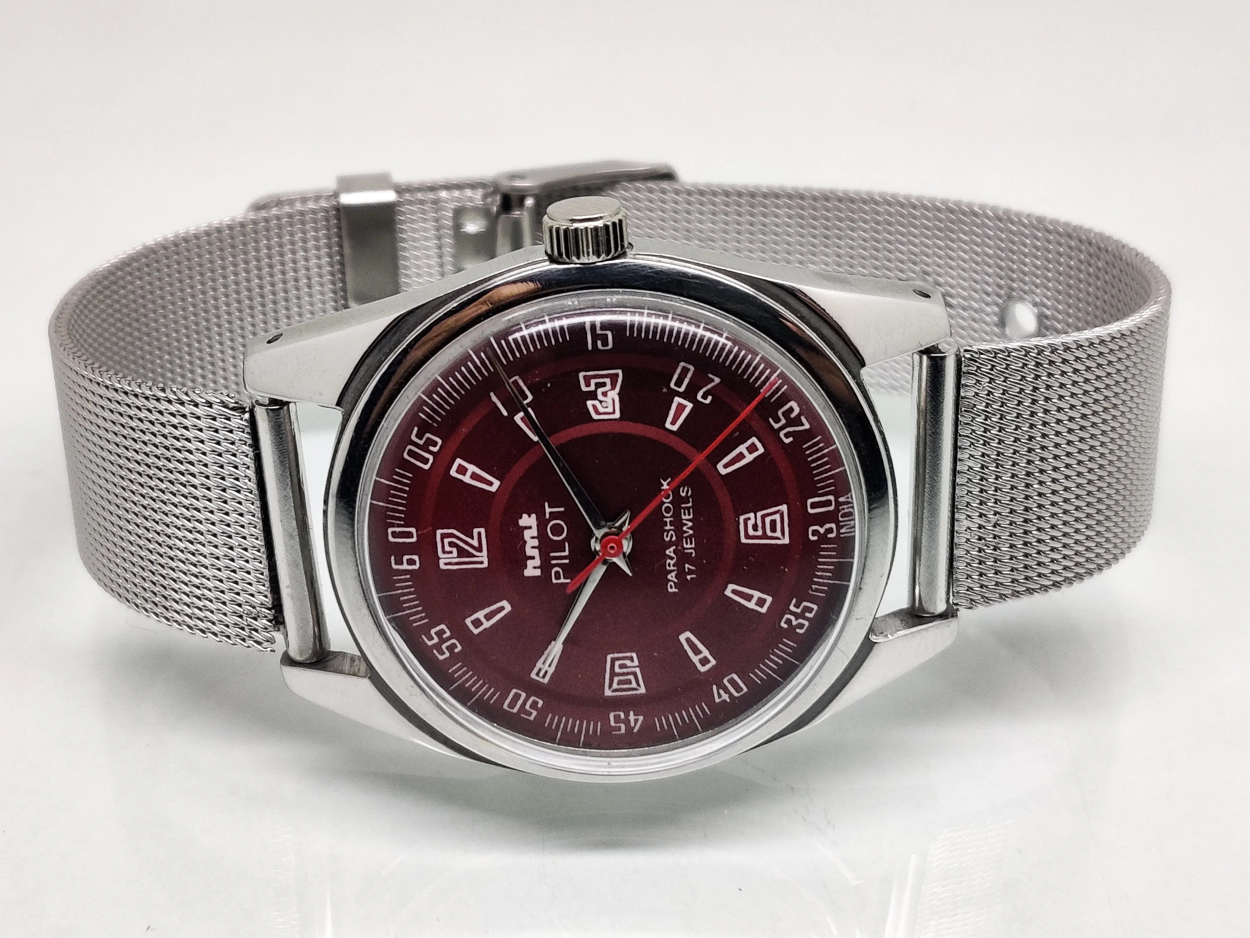 Hmt Pilot Mechanical Handwinding Movement stainless Steel Para Shock 17 Jewels Analog Dial Wrist Watch For Men National Watches