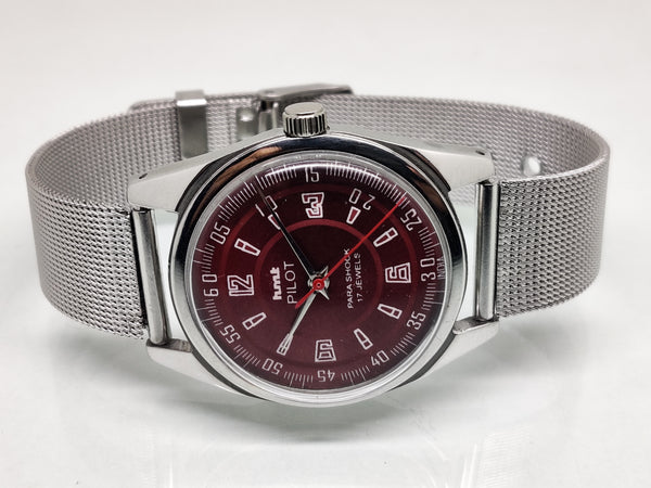 Hmt Pilot Mechanical Handwinding Movement stainless Steel Para Shock 17 Jewels Analog Dial Wrist Watch For Men