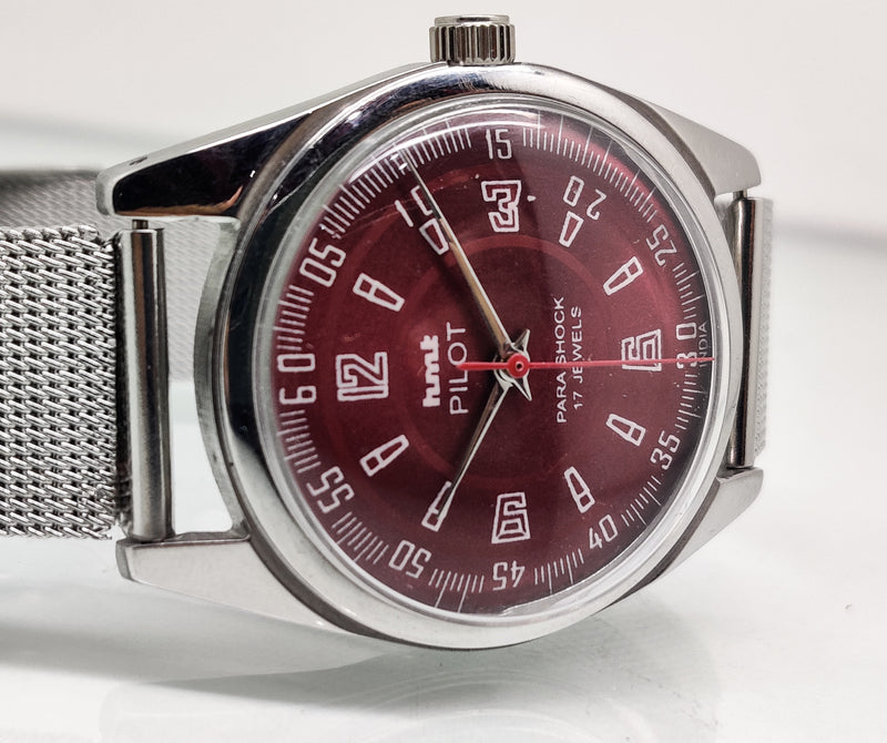 Hmt Pilot Mechanical Handwinding Movement stainless Steel Para Shock 17 Jewels Analog Dial Wrist Watch For Men