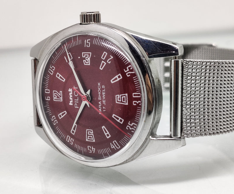Hmt Pilot Mechanical Handwinding Movement stainless Steel Para Shock 17 Jewels Analog Dial Wrist Watch For Men
