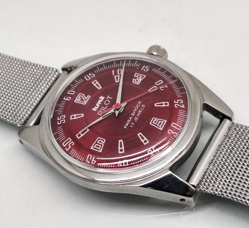 Hmt Pilot Mechanical Handwinding Movement stainless Steel Para Shock 17 Jewels Analog Dial Wrist Watch For Men