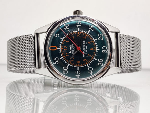 Hmt Pilot Mechanical Handwinding Movement stainless Steel Para Shock 17 Jewels Analog Dial Wrist Watch For Men