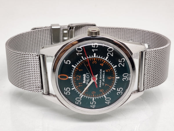 Hmt Pilot Mechanical Handwinding Movement stainless Steel Para Shock 17 Jewels Analog Dial Wrist Watch For Men