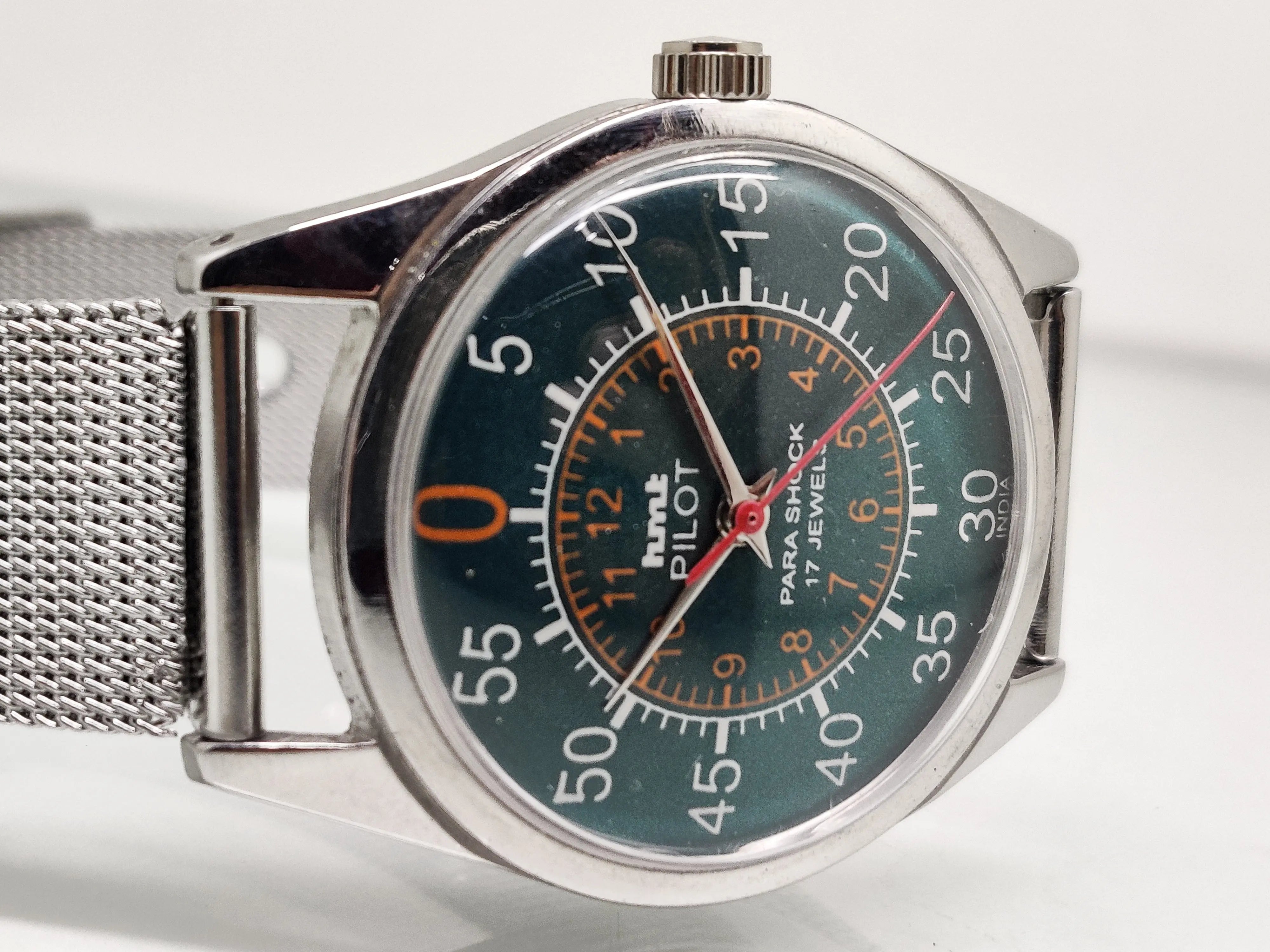 Hmt Pilot Mechanical Handwinding Movement stainless Steel Para Shock 17 Jewels Analog Dial Wrist Watch For Men National Watches