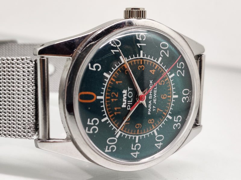 Hmt Pilot Mechanical Handwinding Movement stainless Steel Para Shock 17 Jewels Analog Dial Wrist Watch For Men