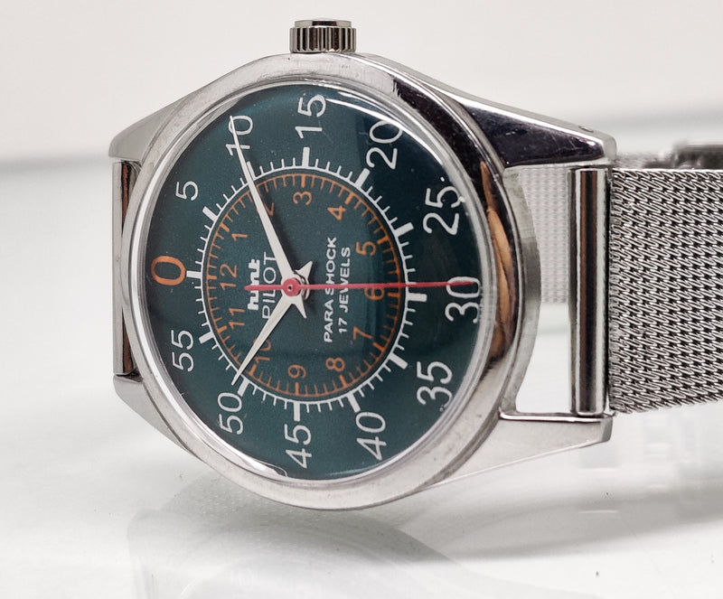 Hmt Pilot Mechanical Handwinding Movement stainless Steel Para Shock 17 Jewels Analog Dial Wrist Watch For Men
