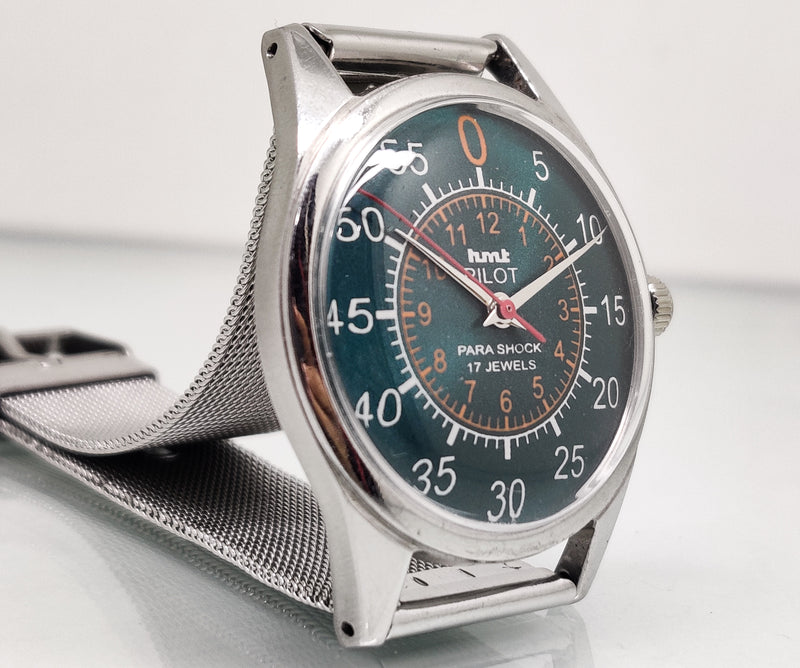 Hmt Pilot Mechanical Handwinding Movement stainless Steel Para Shock 17 Jewels Analog Dial Wrist Watch For Men