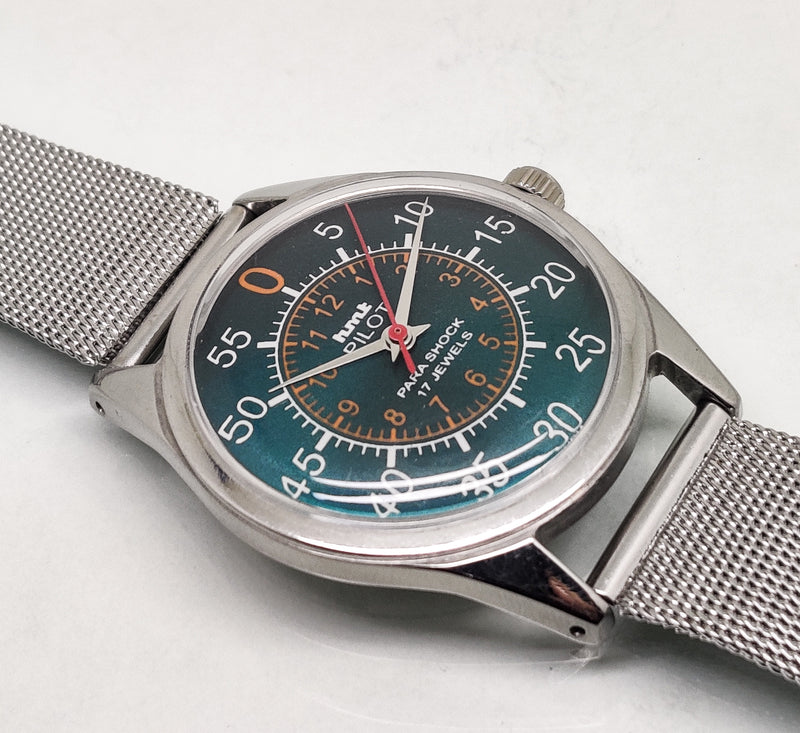 Hmt Pilot Mechanical Handwinding Movement stainless Steel Para Shock 17 Jewels Analog Dial Wrist Watch For Men