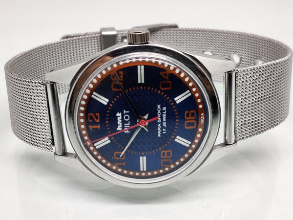 Hmt Pilot Mechanical Handwinding Movement stainless Steel Para Shock 17 Jewels Analog Dial Wrist Watch For Men