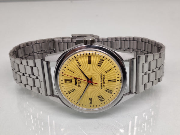 Hmt Pilot Mechanical Handwinding Movement stainless Steel Para Shock 17 Jewels Analog Dial Wrist Watch For Men