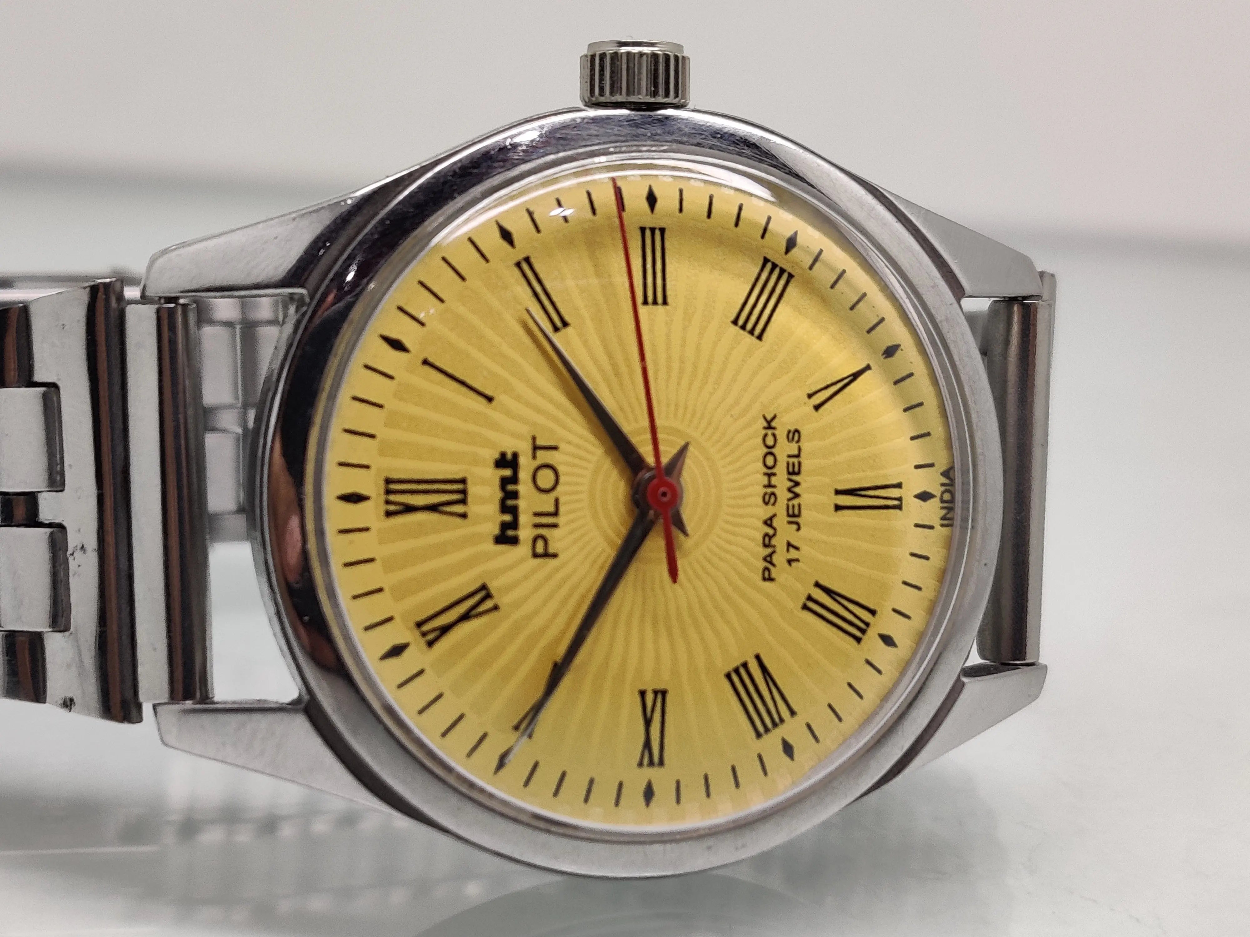 Hmt Pilot Mechanical Handwinding Movement stainless Steel Para Shock 17 Jewels Analog Dial Wrist Watch For Men National Watches
